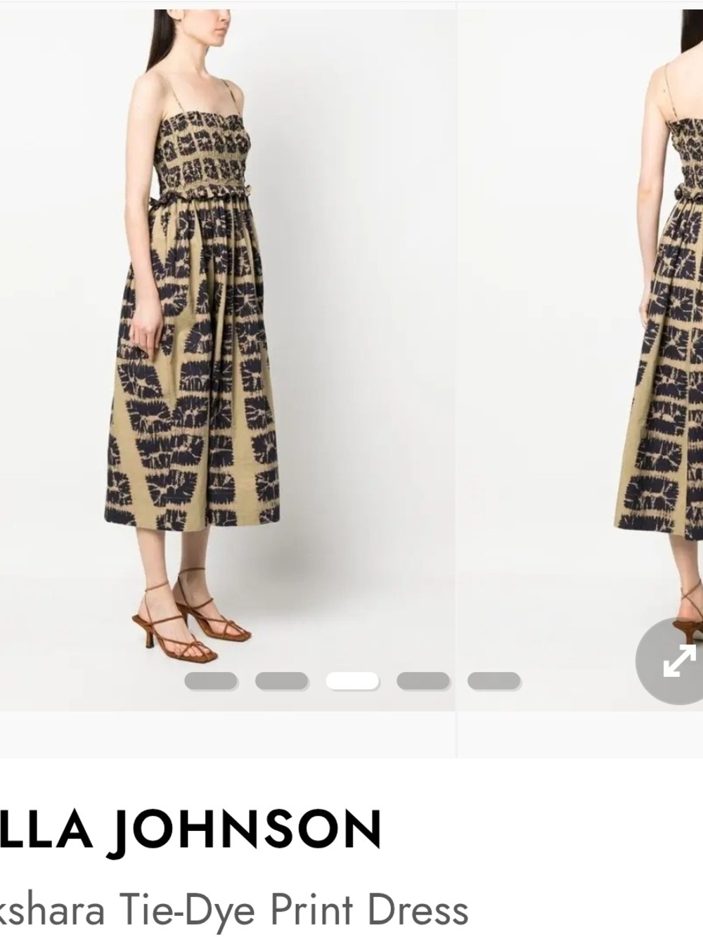 Ulla Johnson Akshara Tie Dye Smocked Midi Dress Size 4